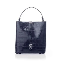 Adriana Bag Navy Patent Mocc Croc