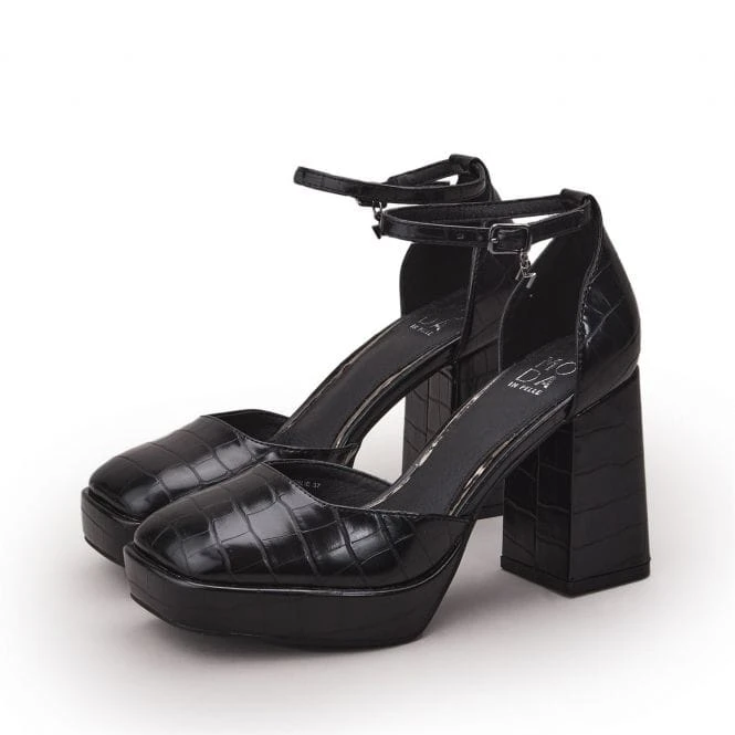 Carrlie Black Patent Mocc Croc 2 Carrlie Black Patent Mocc Croc - Image 2