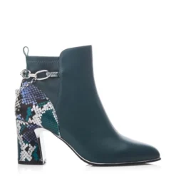 Klarisa Teal Snake Print Leather